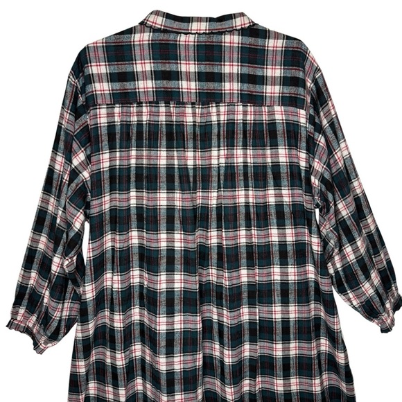 Kathy Ireland Green Tartan Plaid Maxi Length Flannel Night Gown 4X Long Sleeve - Picture 6 of 14